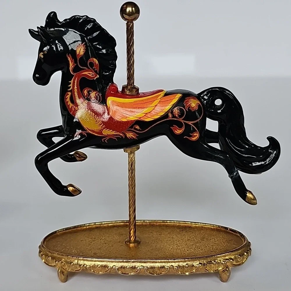 The World of Carousel Horses Russian Lacquer Horse Gold Porcelain‎ COA M1040